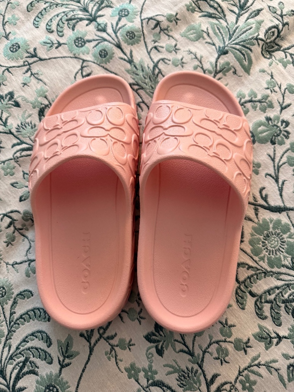 Coach Pink Logo-Embossed Slide Sandals